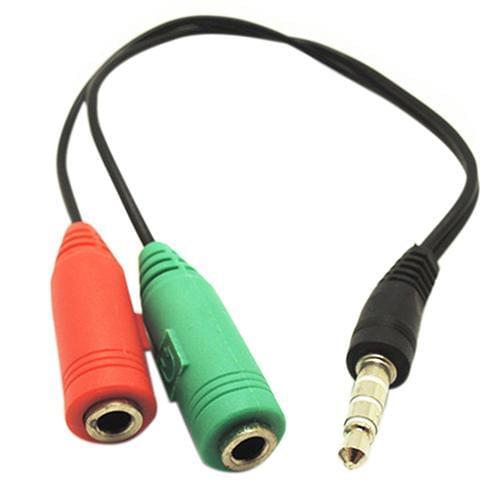 3.5mm AUX Audio Mic Splitter Cable Earphone Headphone Adapter Male to 2 Female