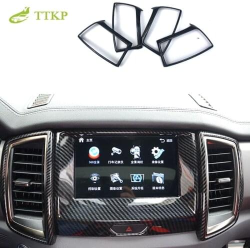 4pc Fit for Ford Ranger Everest Endeavor 2015 2016 2017 2018 2019 2020 Carbon fiber color Air Conditioning Dashboard Vent Cover