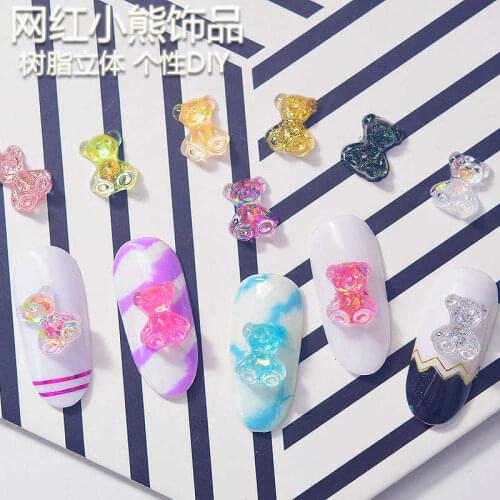 50pcs/lot 3D Cartoon Resin Bear Nail art Decoration nails rhinestone Accessories crystal Glass gem Manicure Charms QC109-1354345