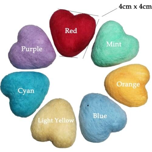 7pcs/Lot Mix Color Newborn Handmade 100% Wool Felt Heart,Star Shape Infant Photo Studio Props Baby Photography Accessories