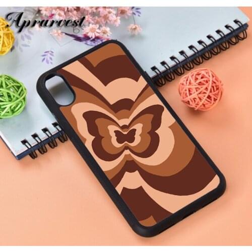 Aprarvest Phone Case Cover For iPhone 6 6S 7 8 PLUS X XS XR 11 12 MINI PRO MAX Butterfly Pattern Heart Love Infinity Brown