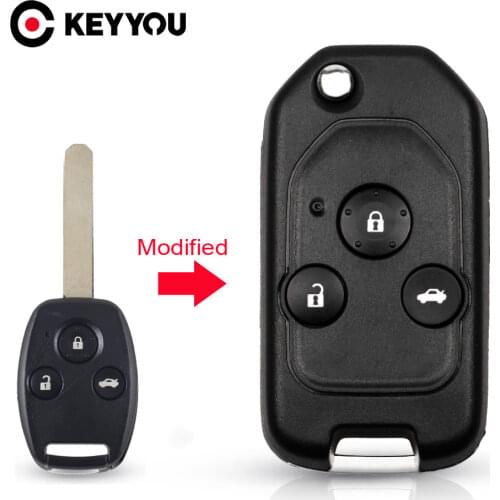 KEYYOU Car Key Shell Case For Honda Accord Civic CRV Pilot 2007 2008 2009 2010 2011 2012 2013 Remote 2/3/4 Button Flip Folding