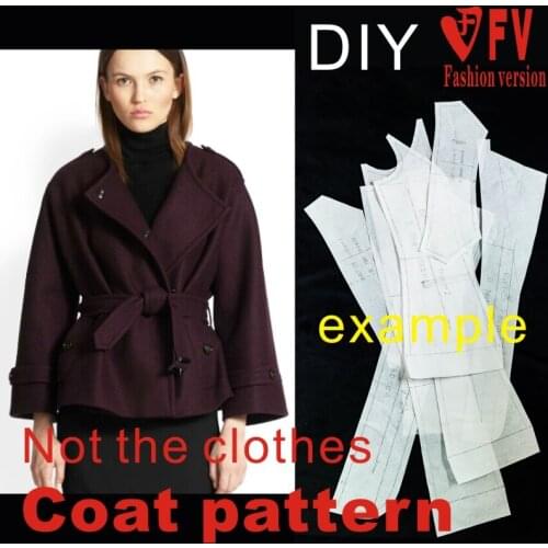 Making pattern womens round neck short casual coat jacket 1:1 garment sewing design drawing BY-55