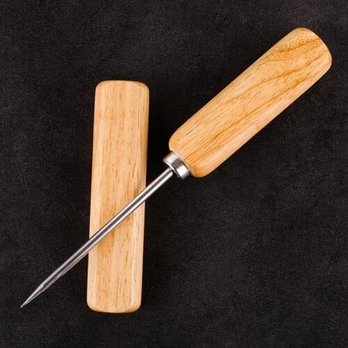 Wooden handle with Cover Bartender ice pick single fork Refrigerator ice cleaning device
