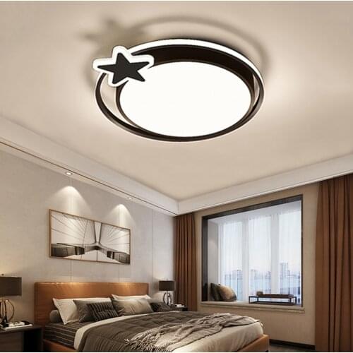 Kids Ceiling Lights for bedroom Girls Boys Room plafon led Dimmable Lamp with Remote Modern Black Chandelier lighting Star Round