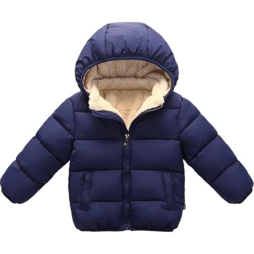 Children Thicken Warm Coat Winter Baby Girls Boy Plus velvet Hooded Jacket Cotton-padded Hoodies Coat 2-8Y Toddler Kids Clothes