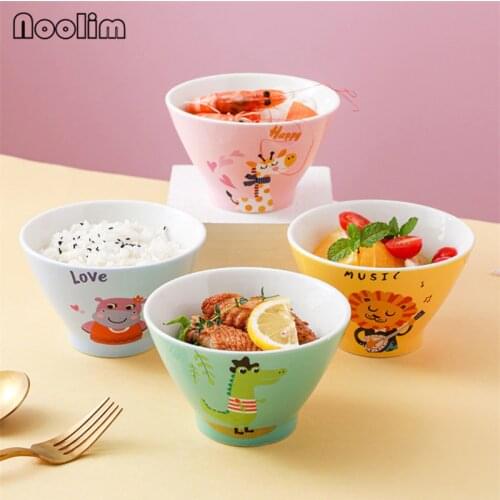 European Ceramic Cute Cartoon Animal Children Cereal Soup Bowl Porcelain Small Rice Salad Dessert Bowl Kitchen Tableware 360ML