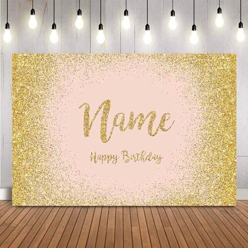 Pink Gold Glitter Birthday Backdrop Happy Birthday Glitter Shining Party Decoreation photo Booth Golden Glitter dots photocall
