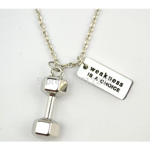 Dumbbell barbell with weakness is a choice chain necklace Fitness weightlifting Gym necklace (A1182)