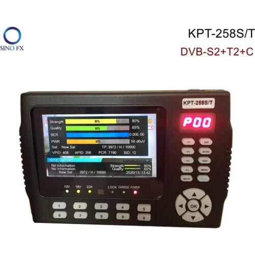 KPT-258S/T DVB-S2/T2/C Combo Satellite Finder 4.3inch LCD Screen HD Monitor With AV Input