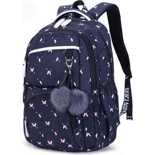 2020 Printing Flower Ballon Cute School Bags for Teenage Girls Laptop School Backpack Fur Ball Decoration Children School Bags