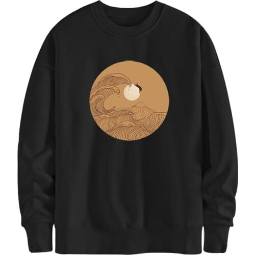 Moon Waves Fleece Sweatshirts Man Hoody 2020 Winter Streetwear Clothing Male Printing Brand Tracksuits White Moleton Masculino