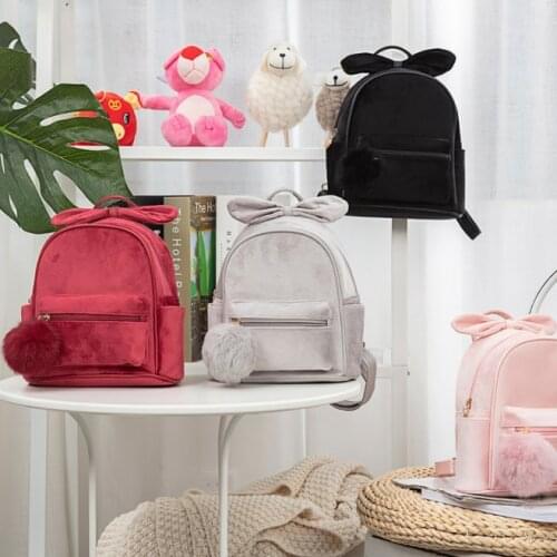 Cartoon Womens Mini Plush Backpack girl handbag lady fashion bag shoulder children bag