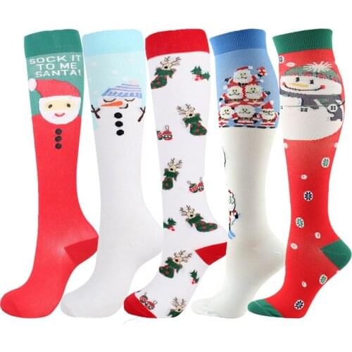 Novelty Cartoon Christmas Compression Socks Cute Sweet Novelty Funny Original Design Anti-Fatigue Nursing Compression Socks Gift