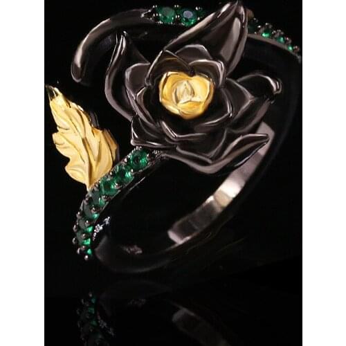 New Exquisite Daisy Flower Rings for Women Retro Black Gold Baroque Pearl Branches Vintage Ring Itely Jewelry Gift Wholesale