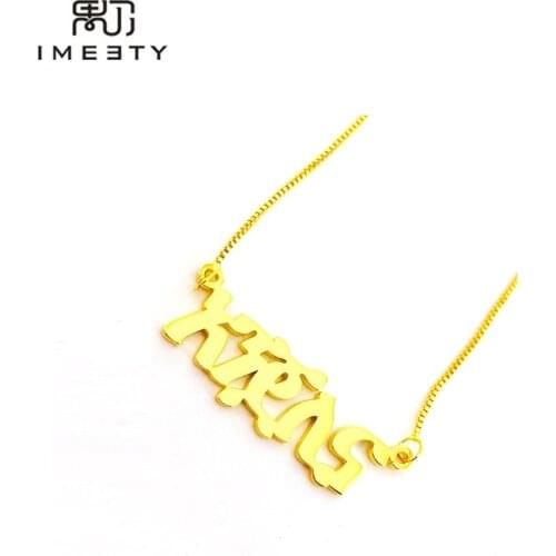 IMEETY personalized nameplate necklace for ethiopia 925 silver amharic name necklace customize your own necklace in amharic gift