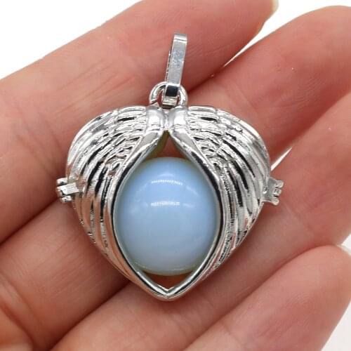 Natural Stone Pendant Heart Shape Multi-color Opal Crystal for Making Charms Jewelry Necklace Earrings Accessories