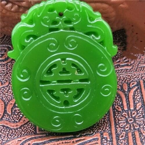 Natural Green Hand Carvd Double Brave Troops Ping'an Brand Jade Pendant Fashion Jewelry Mens and Womens Brave Troops Necklaces