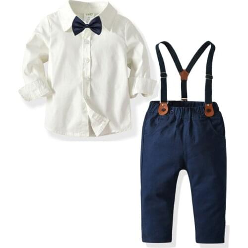 Boys Shirt Vest Trousers Gentleman Bow Tie 4-piece Suit Childrens Clothing Baby Birthday Party Wedding Costume Childrens Suit