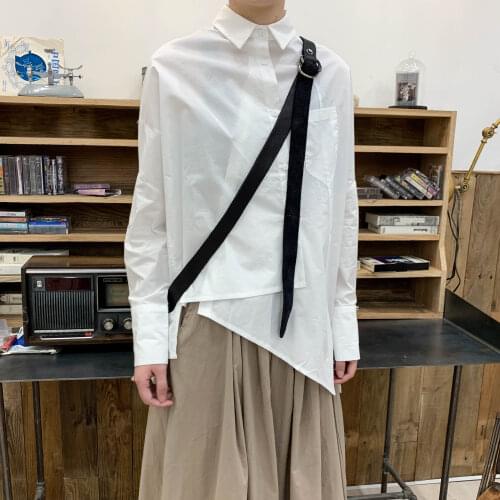 2019 Self - made black and white irregular shirt before short after long shirt M-6XL! Oversized mens shirts