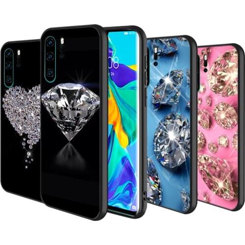 Silicone Cover Luxury Diamond Love For Huawei P40 P30 P20 Pro P10 P9 P8 Lite E Plus 2019 2017 Phone Case