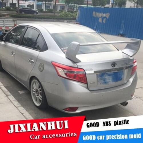 For Yaris sedan Spoiler 2014-2017 Toyota Vios FD2 Spoiler 3DCK ABS plastic Material Car Rear Wing Color Rear Spoiler