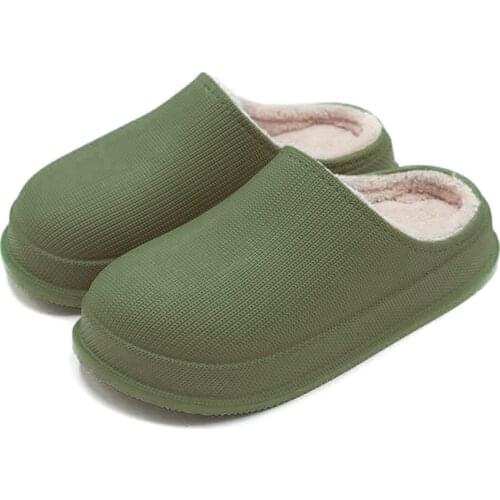 Slippers Women Comfortable Waterproof Non-Slip Home Slippers Plush Lining Warm Thick Winter Men Women Shoes Womens Slipper