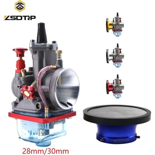 ZSDTRP Universal Motorcycle 28mm 30mm PWK Carburetor Racing Parts Scooters Blue Bottom Cover Power Jet With 50mm air filter
