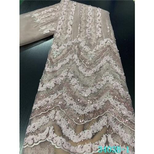 Women french Floral lace sequins embroidery tulle lace high quality wedding party dress DIY lace fabric 5Yards