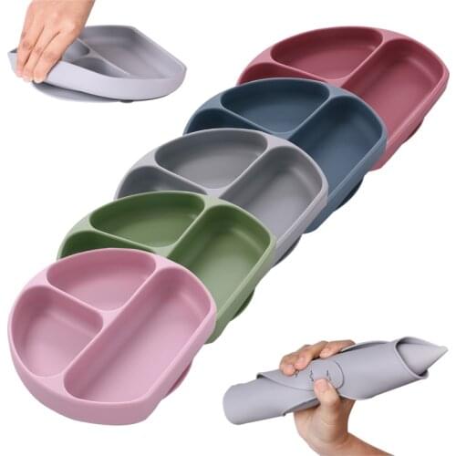 100% Food-Grade Silicone Suction Plate for Toddlers BPA Free Stay Put Divided Baby Feeding Bowls and Dishes for Kids and Infants
