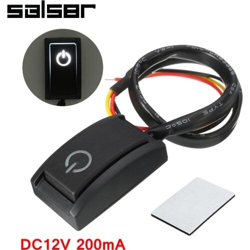 12V 200mA Car Accessory DIY ON/OFF White Light Paste Type Latching Black Plastic Push Button Switch