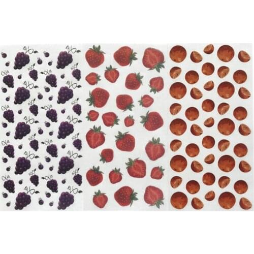 3 Sheets Fruit Strawberry Oranges Grapes Washi Paper Sticker Decorative Adhesive Sticker