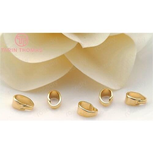 20PCS 7*3.5MM 24K Champagne Gold Color Plated Brass Charms Connector Pendants Clasps Diy Jewelry Findings Accessories