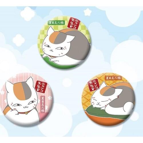 58mm Natsumes Book of Friends Anime Keychain Natsume Yūjin-chō Nyanko Sensei Madara Neko Cat Badges Brooch