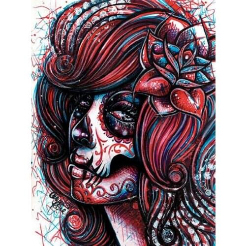 Full square / round drill red skull flower 5d diy diamond painting 3d diamond embroidery rhinestone mosaic artwork