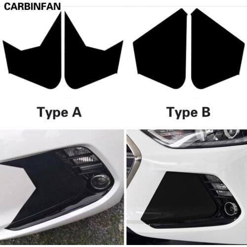 Car Styling Black Carbon Front Fog Light Fog Lamp Trim Cover Sticker For Hyundai ELANTRA Hyundai AVANTE 2016 2017