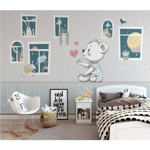 Beibehang Custom Wallpaper Cartoon window lamb animal children room TV Sofa Background wall 3d Wallpaper mural