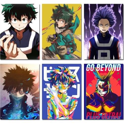 My Hero Academia White Poster Classic Japanese Anime Home Decor Coated Poster Prints Paper Wall Art Home Room Decor