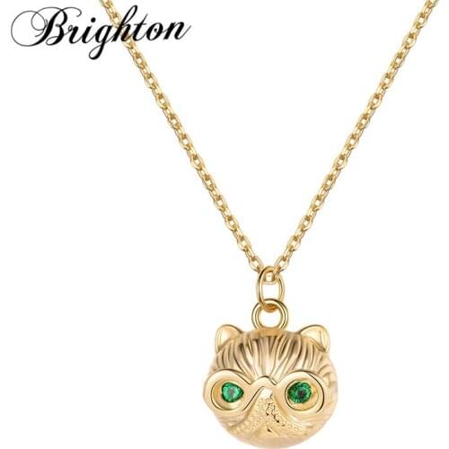 Brighton 2021 Retro Animal Green Zircon Owl Pendant For Women Girl Necklace Fashion Trendy Jewelry New Arrivals Party Gift