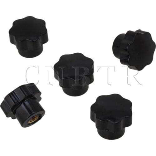 CNBTR 5pcs Black Bakelite Screw On Type Star Head Clamping Knob M8 Female Thread Dia
