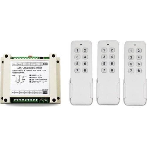 DC 12V 8 CH 8CH Radio Controller RF Wireless Remote Control Switch System,315/433.92 Mhz (KE500-8G) 3*Transmitter and Receiver