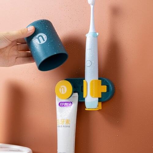 Bathroom punch-free tooth brush holder plastic cup holder set wall-mounted gravity induction storage electric toothbrush holder