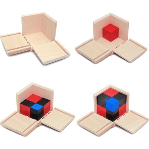 Kid Montessori Early Learning Algebra Mathematics Binomial Cube Set Wooden Toy