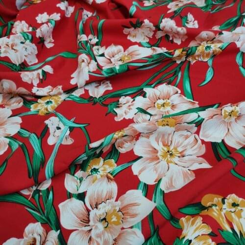 Elastic Fabric Print Chiffon Floral Skirt Material Shirt Skirt DIY Garment Cloth Drape Fabric