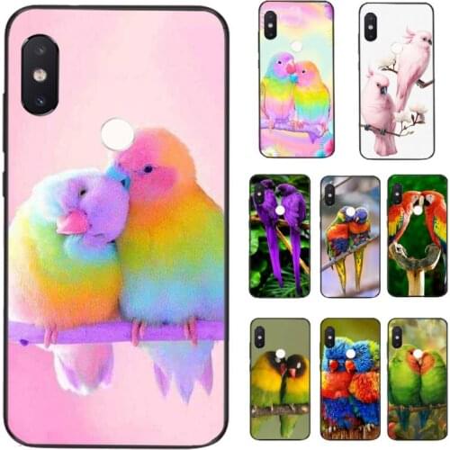 FHNBLJ Cute parrot Silicone Black Phone Case for Xiaomi Redmi 5 5Plus 6 6A 4X 7 7A 8 8A 9 Note 5 5A 6 7 8 8Pro 8T 9