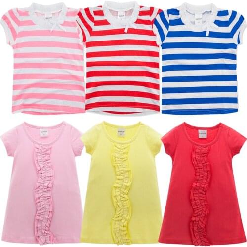 Short Sleeve Baby Girl T-shirts Striped Ruffled Girls Shirt Toddler Girl Tops Summer Newborn Girl Camisetas Tees Cute Kids Bobo