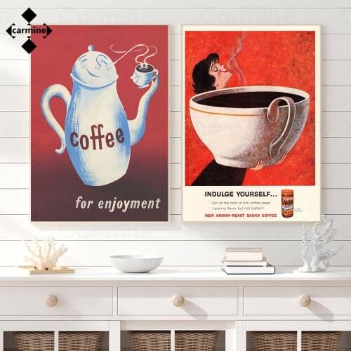 Italy Cafe Restaurant Canvas Painting Coffee for Enjoyment Print Poster Vintage Wall Art Pictures Foodie Kitchen Art Decoration