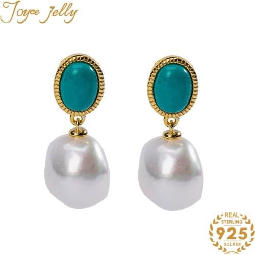 JoyceJelly Trendy Women Jewelry Set 925 Sterling Silver Natural Pearl TLady Luxury Set Adjustable Ring Earring Neclace Wholesale