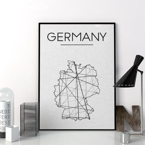 Germany Map Poster Wall Art Prints Abstract Geometric Map Poster Minimalist Canvas Painting for Living Room Home Decoration