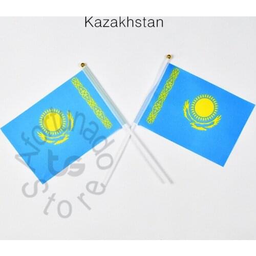 Kazakhstan 14*21cm flag Banner hand waving National flag Home Decoration flag banner